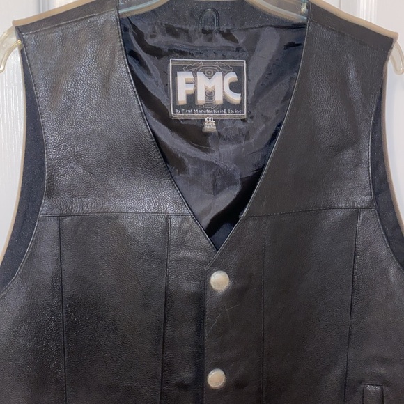 Men’s Leather Biker Vest XXL Black, FMC New, Genuine, Authentic - Picture 2 of 14